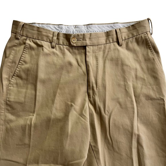 Peter Millar Chino Golf Pant Khaki Tan Pima Cotton Flat Front Straight Leg 34x28 - Picture 2 of 10